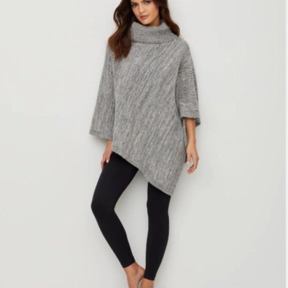 Barefoot Dreams Marled Grey Poncho Sweater - Picture 4 of 5